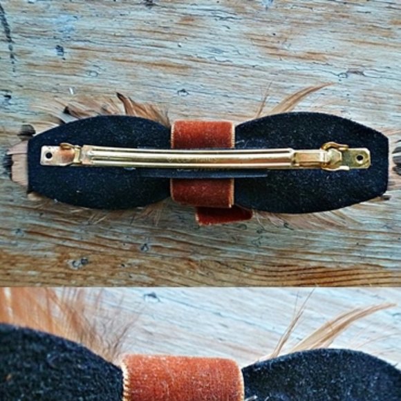 Emin + Paul Glam Feathered Velvet Hair Clip - Picture 4 of 8